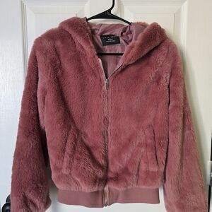 Love Tree Dusty Rose Plush Hooded Jacket